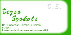 dezso szokoli business card
